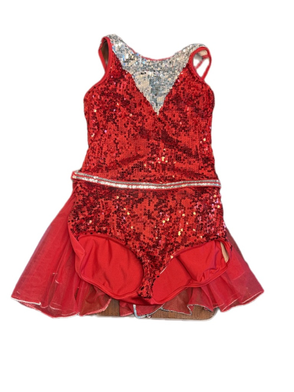 Weissman 15721 Red Sequin  “I Say No” Dance Costume Size XL Adult